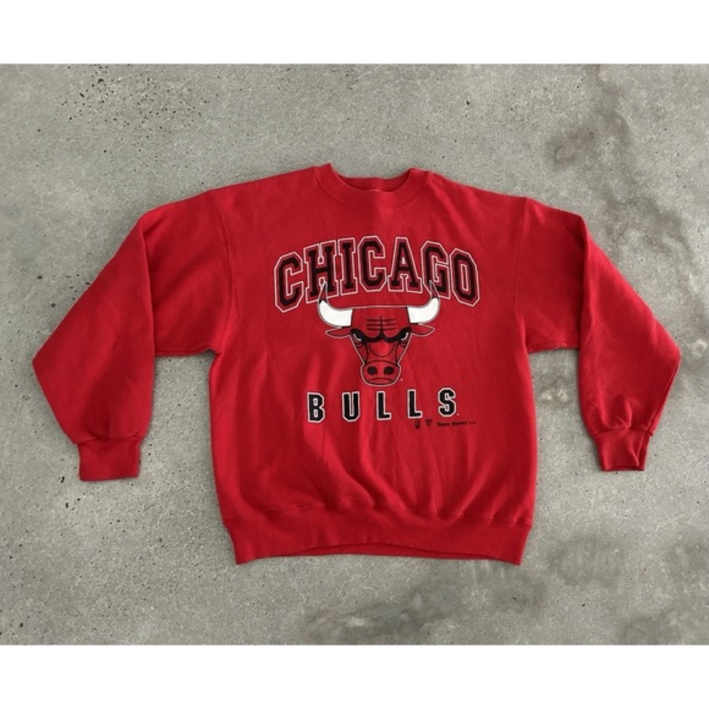 Vintage 90s Chicago Bulls Sweatshirt NBA Hanes USA Made Sz L‎